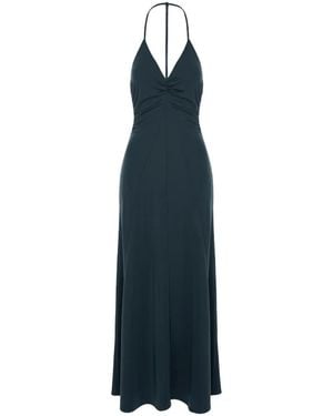 CuAnna Halterneck Gathered Dress - Blue