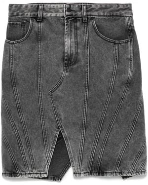 Mugler Falda vaquera con detalle en espiral - Gris