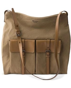 Prada Route Buckle-Detail Tote Bag - Brown