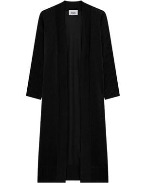 Alpha Studio Ribbed-Knit Longline Cardigan - Black