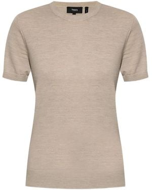 Theory Short-Sleeve Wool T-Shirt - Natural
