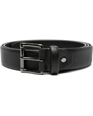Pal Zileri Engraved-Buckle Leather Belt - Black