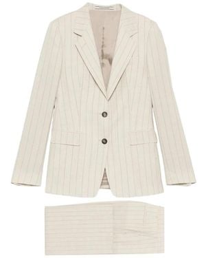 Tagliatore Pinstripe Suit - White