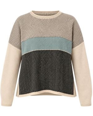 Elena Miro Colour-Block Intarsia-Knit Jumper - Natural