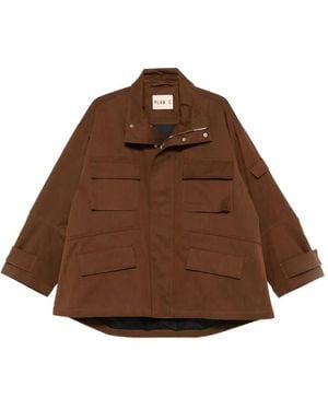 Plan C Delave Twill Military Jacket - Brown