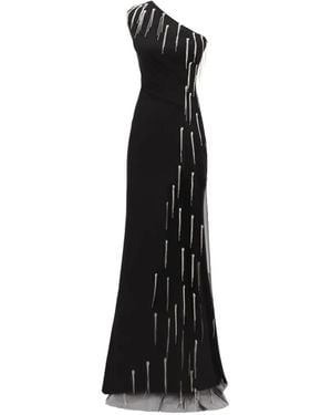 Gemy Maalouf One-Shoulder Embellishmed Maxi Dress - Black