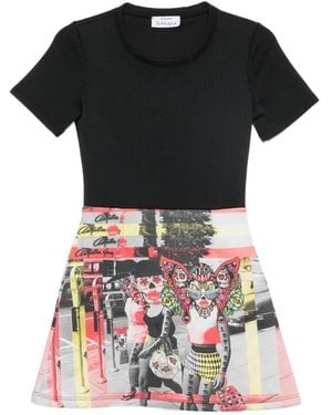 The Artistylist Graphic-Print Short-Sleeve Mini Dress - Black