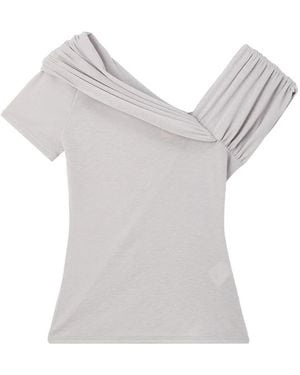 B+ AB Ruched Off-Shoulder Blouse - Grey