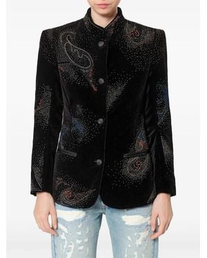 Isabel Marant Blazer Jaora À Motif Cachemire Et Ornements De Perles - Black