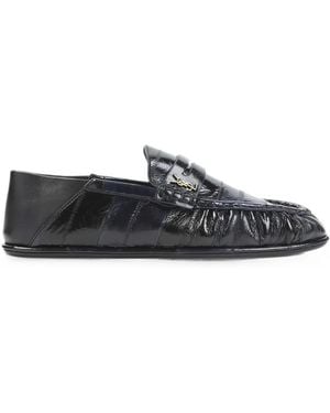 Saint Laurent Cassandre Ruched Loafers - White