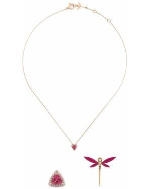 Anapsara Set De Pendientes Y Collar Dragonfly En Oro De 18Kt - Blanco