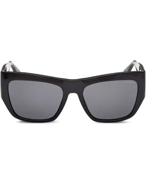 GUESS EYEWEAR Logo-Detail Rectangle-Frame Sunglasses - Grey