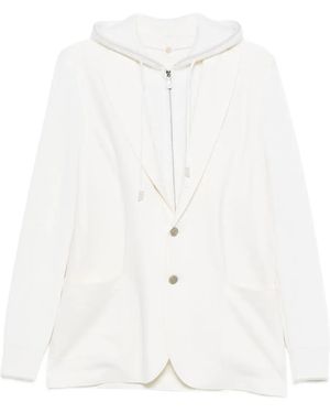 Eleventy Hooded Button Blazer - White