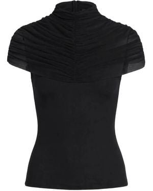 Axel 113 Grace Mesh-Panel Ruched Top - Black