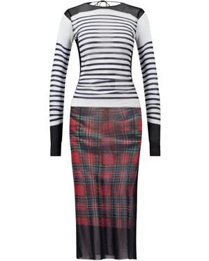 Jean Paul Gaultier Marinière Kilt Midi Dress - White