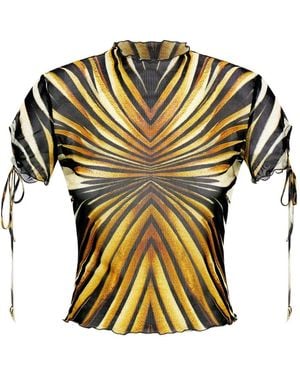 Roberto Cavalli Ray Of Gold Mesh T-shirt - Metallic
