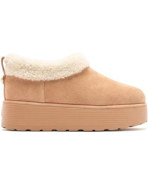 Stuart Weitzman Shearling Platform Boots - Natural