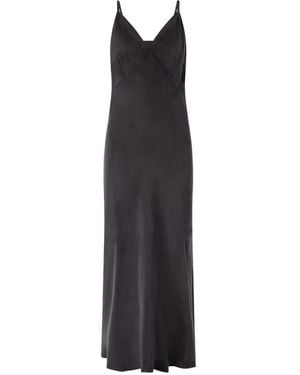 Pinko Midi Slip Dress With Removable Love Birds Logo - Black
