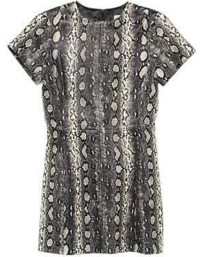 MICHAEL Michael Kors Snakeskin-Print Short-Sleeved Dress - Black