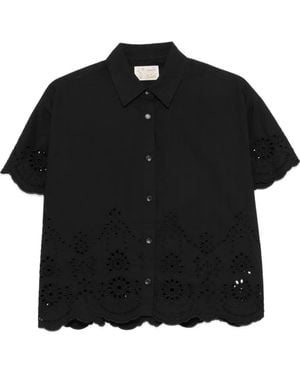 MC2 Saint Barth Clementine Broderie-Anglaise Scalloped Shirt - Black