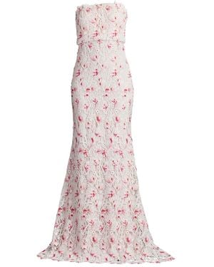 Tadashi Shoji Fatiha Floral Lace And Chiffon Dress in Natural | Lyst