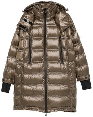 Moncler Quilted Hooded Coat - Brown