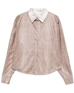Forte Forte Snakeskin-Print Long-Sleeve Shirt - Natural