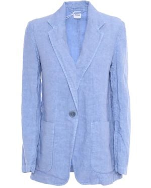 Aspesi Single-Button Linen Blazer - Blue