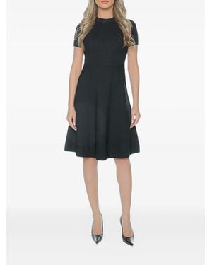 ARMANI EXCHANGE Ribbed-Knit Short-Sleeve Midi Dress - Black
