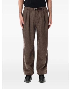 Nanamica Melton Belted Pleated Trousers - Brown