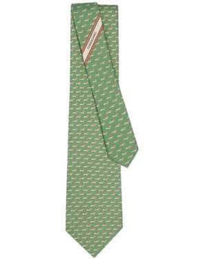 Ferragamo Dachshund-Print Silk Tie - Green