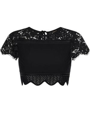 Roberto Cavalli Scalloped Cropped Top - Black