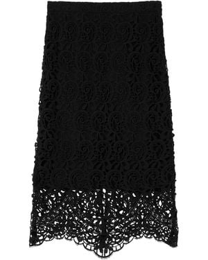 Burberry Macramé-Lace Pencil Skirt - Black