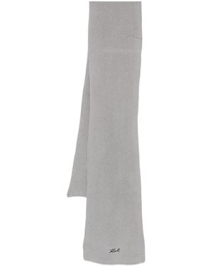 KARL LAGERFELD Ribbed Logo Scarf - Grey