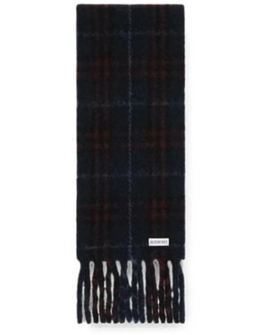Burberry Narrow-Cut Chequered Alpaca Blend Scarf - Black