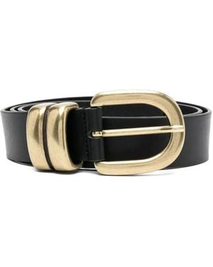 By Malene Birger Buckle Leather Belt - Nero
