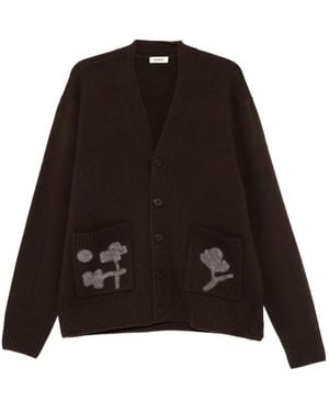 Sandro Floral-Pocket Wool Cardigan - Black