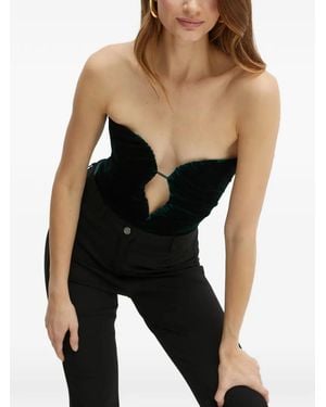 Bardot Khalia Velvet-Effect Ruched Bodysuit - Black