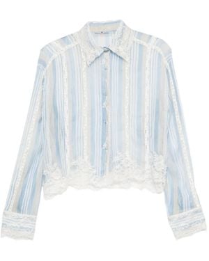 Ermanno Scervino Lace Striped Blouse - Blue