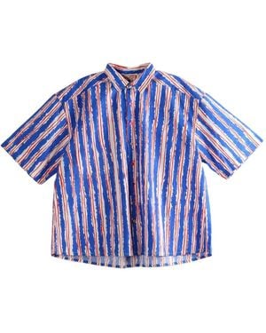 Péro Striped Buttoned Shirt - Blue