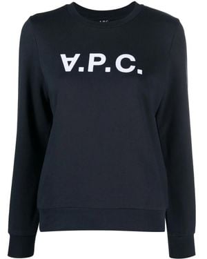 A.P.C. Vpc Logo-Print Cotton Sweatshirt - Blue