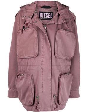 DIESEL Cargo-Pocket Hooded Jacket - Purple