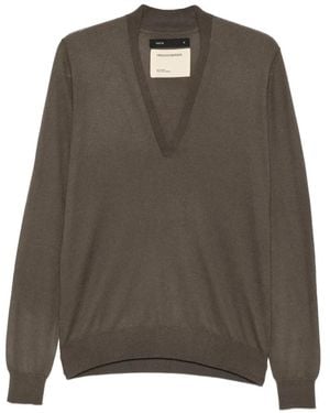 Frenckenberger Deep V-Neck Sweater - Brown