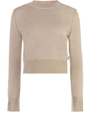 MM6 by Maison Margiela T-Shirt mit gerippten Bündchen - Natur