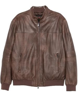 Peuterey Fionia Zip-Up Leather Jacket - Brown