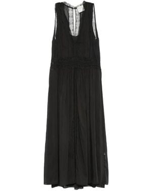 forte_forte Kleid Mit Spitzenbesatz - Schwarz