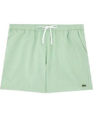 Lacoste Striped-Pattern Swim Shorts - Green