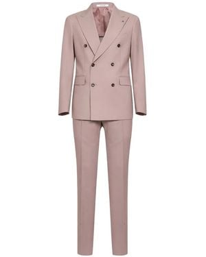 Tagliatore Peak-Lapel Double-Breasted Suit - Pink