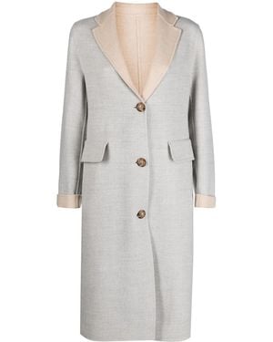 Eleventy Two-Tone Single-Breasted Wool Coat - Grey