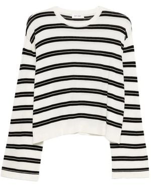 Soft Goat Horizontal-Stripe Sweater - White